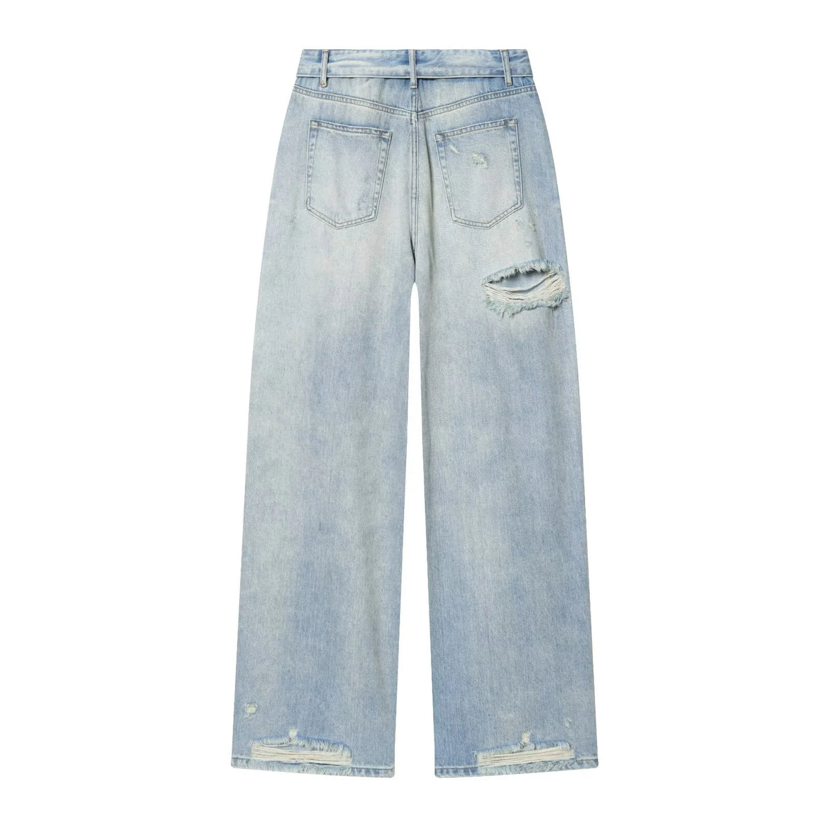 European and American style 2026 spring/summer new women's clothing mid waist casual ripped and flanged denim pants