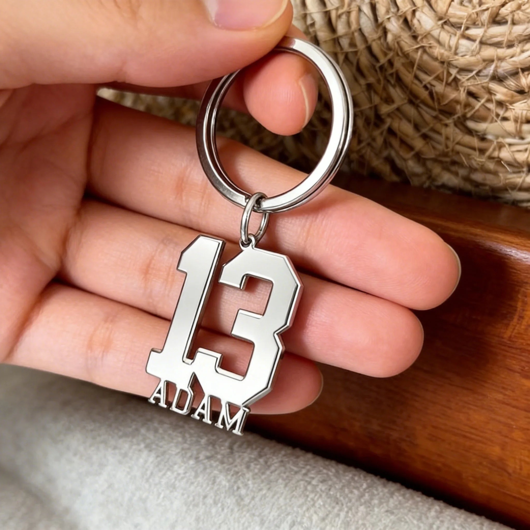 Custom Number& Name Keychain Personalized Fashion Sports Key Chain Dainty Couple Boyfriend Gift Perfect Anniversary Present