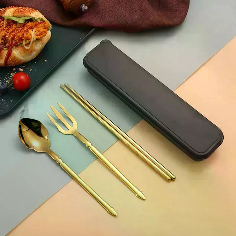 Stainless Steel Cutlery Sets Western Chopsticks Forks And Spoons Hotel Dinner Table Service French Wedding Decoration