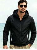 Men's Hooded Windbreaker Jacket, Lightweight Full Zip Coat with Zipper Pockets for Daily, Outdoor & Travel