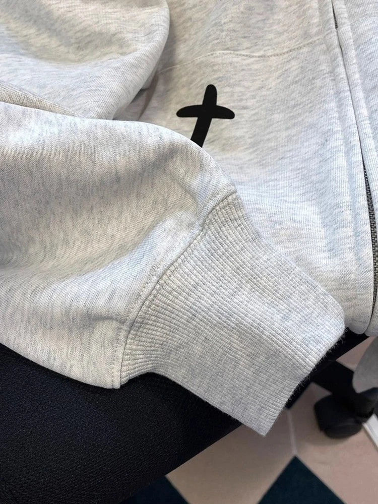 Women Thick Cute Hoodies Winter Loose Long Sleeve Letter Print Pockets Warm Sweatshirts Vintage Preppy Style Kawaii Outwear Tops