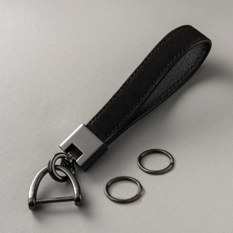 Car Key Chain Luxury Genuine Leather Keychain Pure Color Buckle Car Key Ring Car Accessories Gift Car Keychain Car Keychain