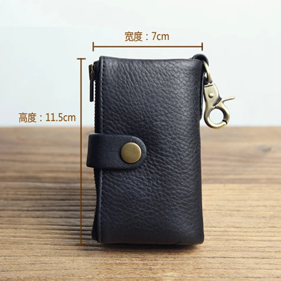 Genuine Leather Key Chain Wallet with Key Ring Cow Leather Wallet with  Key Holder Men Wallet Key Chain
