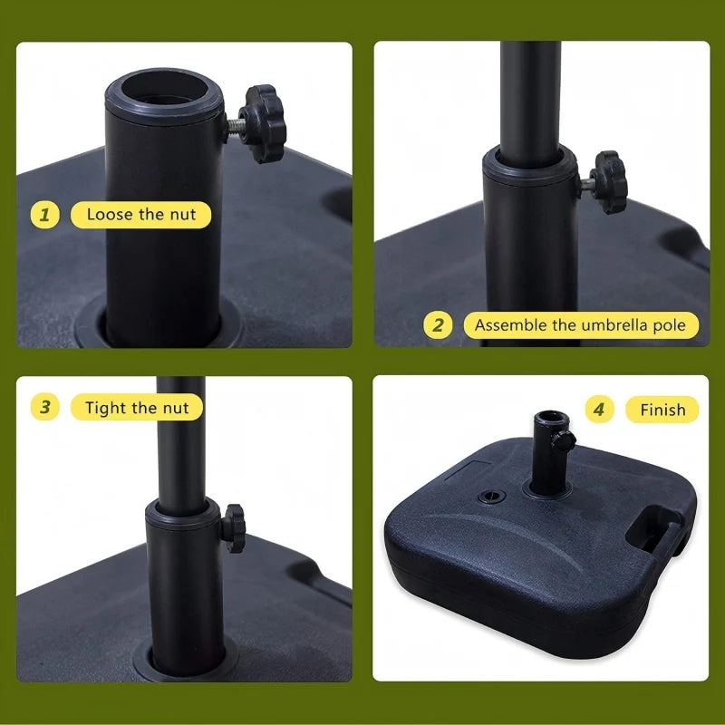Patio Umbrella Heavy-Duty Base Can Be Filled with Water and Sand Outdoor Umbrella Base Plastic 50 Pounds Weight Heavy Embedded