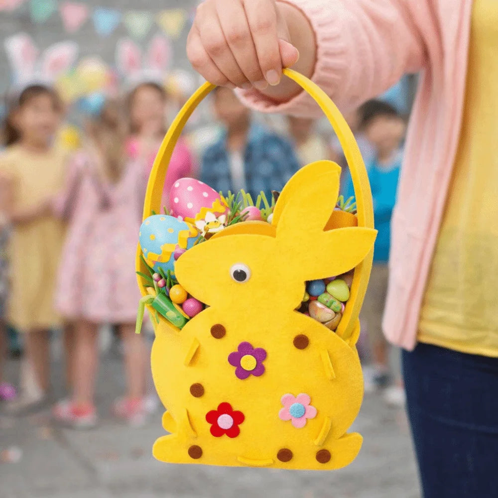 Easter Tote Bag Felt Easter Egg Basket Large Capacity Colorful Eggs Rabbit Candy Bags Cartoon Cookie Gift Bag Party Decoration
