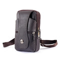Men Leather Waist Bag Large Capacity Belt Bag Brown Shoulder Bags Crossbody Bags Multi-layer Buckle Mobile Phone Bag Bum Pouch