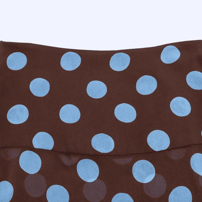 Brauner Chiffon-Midi-Rock mit hellblauen Punkten aus dem Damen-Set aus Polka-Dot-Midi-Rock in ausgewählter Größe