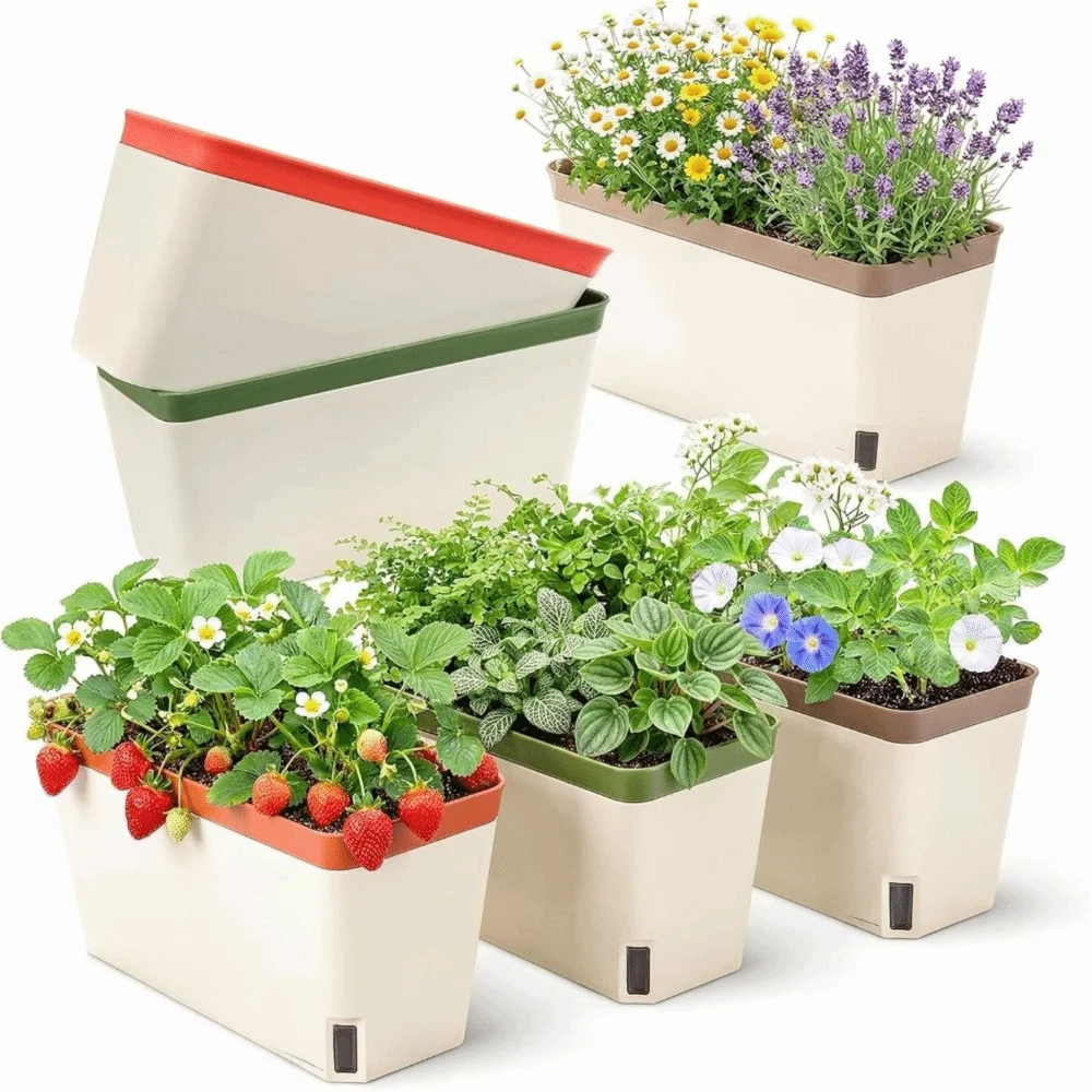 Modern Self Watering Planter Pots Decorative Visual Water Level Window Herb Planter Box Indoor Herb Garden Pots Vegetables