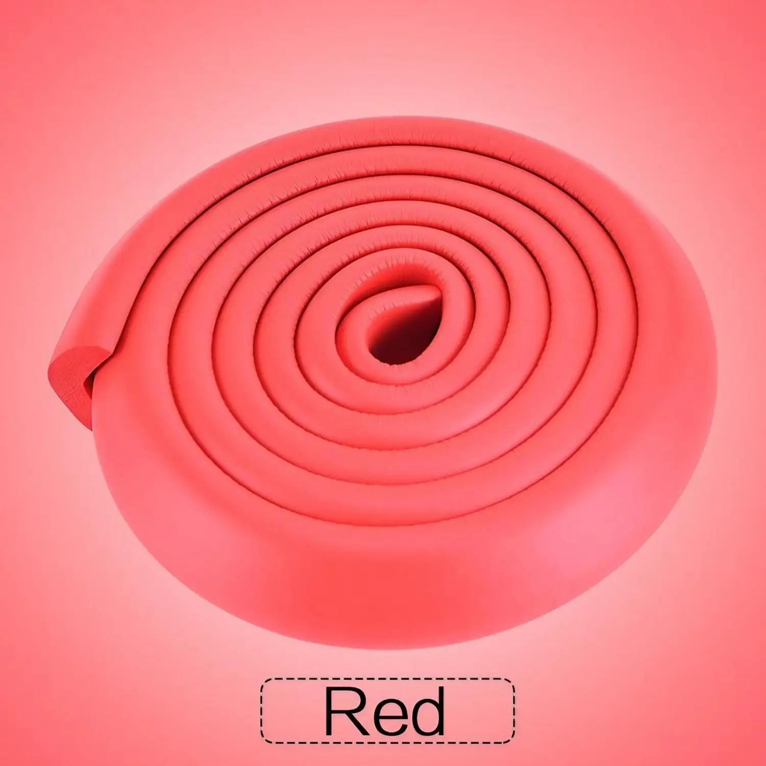 red silicone child safety bumper strip thick l shape guard coiled into a spiral shape
