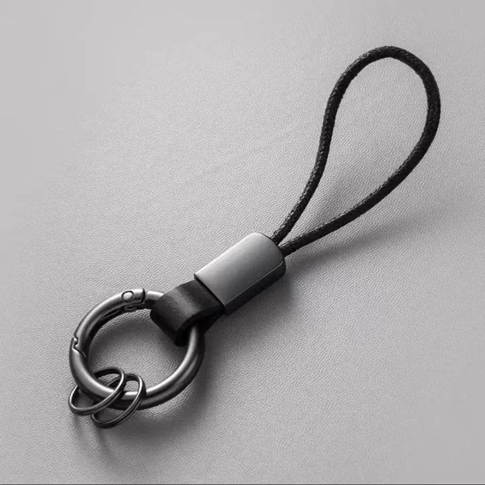 Alloy Leather Fur Keychain Anti-Lost Carabiner Holder Leather Waist Hanging Key Chain Business Style Multifunctional