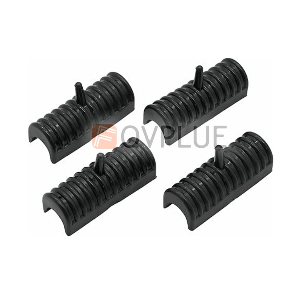 Black plastic ribbed cable clips with small protruding tabs from the Harley Touring saddlebag support grommet kit 1993 up.