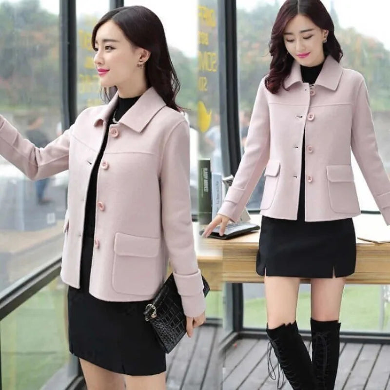 Women's Wool & Blends Coat Half Short Yellow Plain Ladies Jackets Medium Novelty Winter Clothes 2025 on Sale Casual Fashion Hot