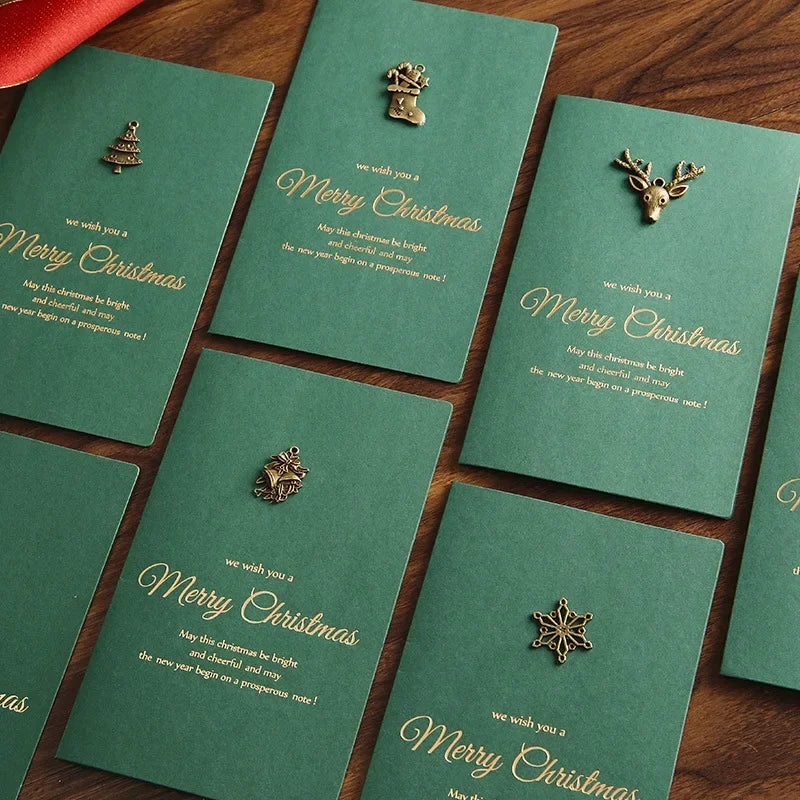 2025 Merry Christmas Greeting Cards Set with Envelopes New Year Wishes Xmas Decorative Postcards Holiday Gift for Family Friends