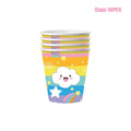 Rainbow Baby Shower Disposable Tableware Paper Plates Napkins Cups Pink Cloud Happy Girls Birthday Party Decoration Supplies