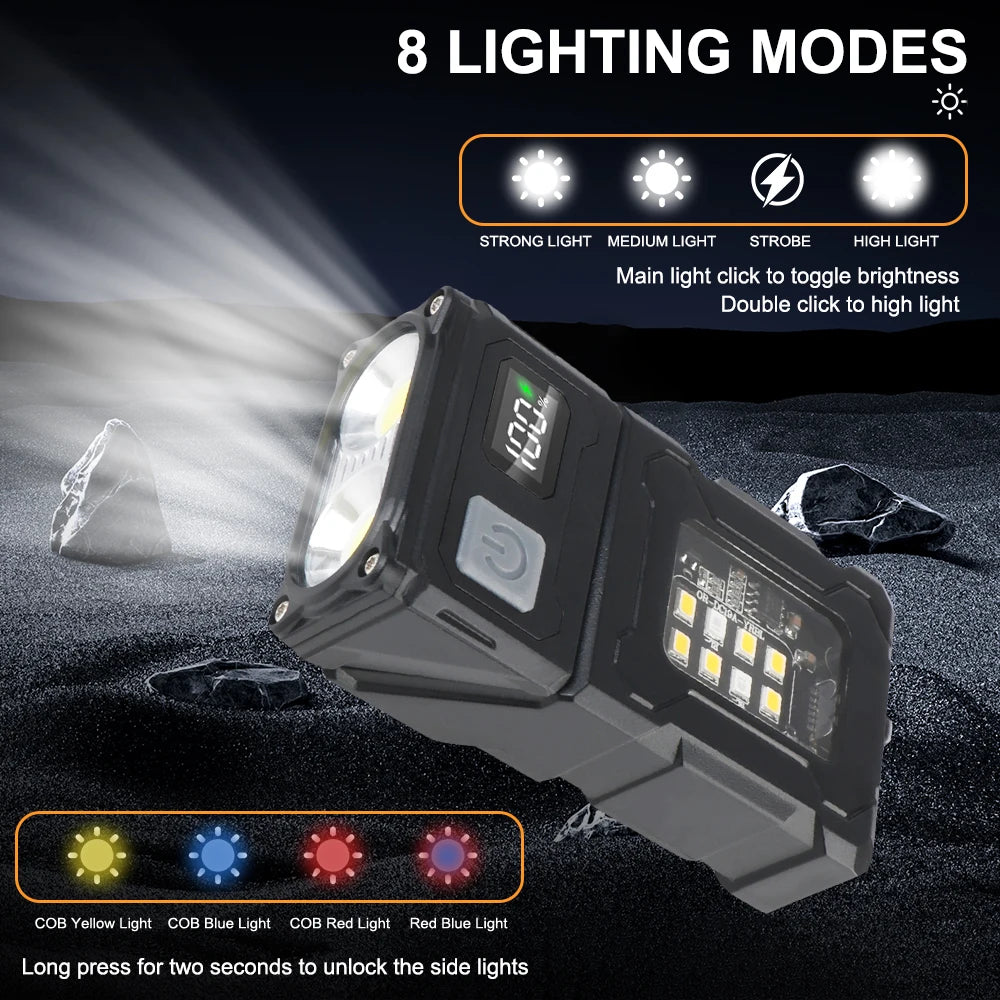 Hiking Camping Working Side Lamp Multifunctional Emergency Light Portable Adjustable Angle Flashlight USB Rechargeable