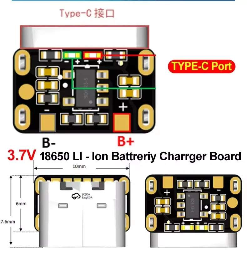 1-20PCS 3.7V 18650 Mini Li-Ion Battery Charging Pad Type C Input Keyboard Power Plate with Protection Converter for Power Bank