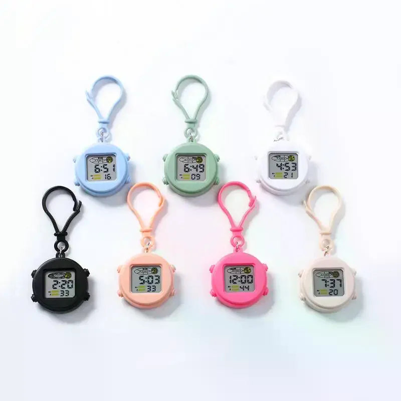 Keychain Digital Watch Anti Drop Large Screen Backpack Clip Pocket Clock For Student Exam Daily Time Record Small Gifts