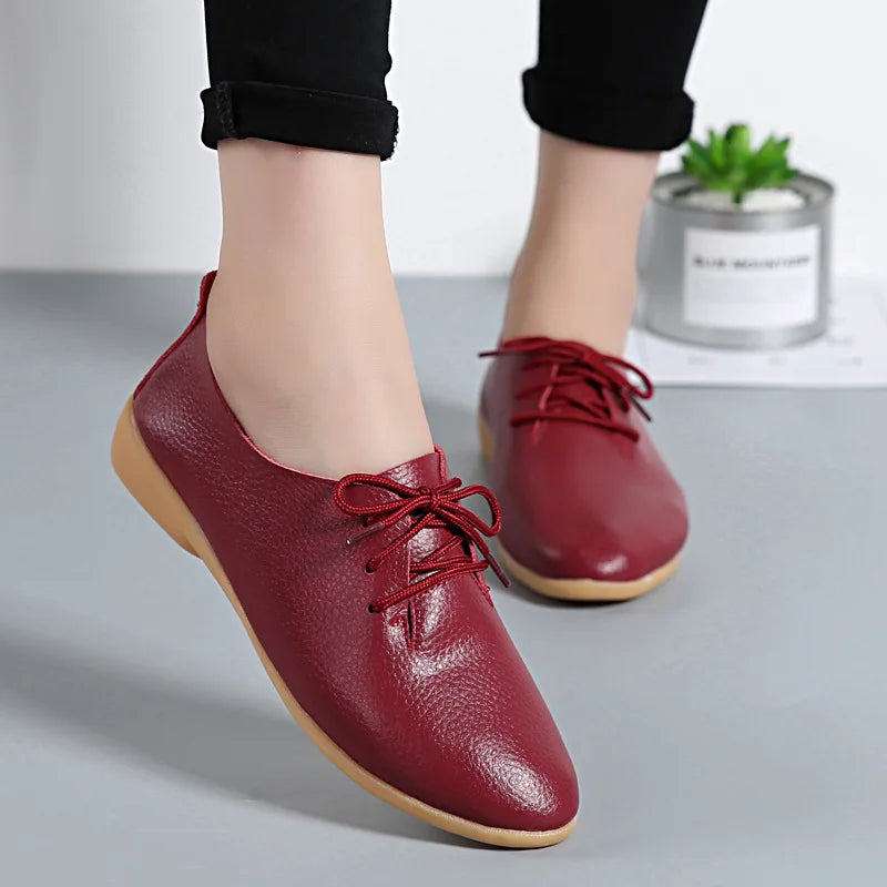 Genuine Leather Summer Loafers Women Casual Shoes Moccasins Soft Pointed Toe Ladies Footwear Women Flats Shoes Female yui8