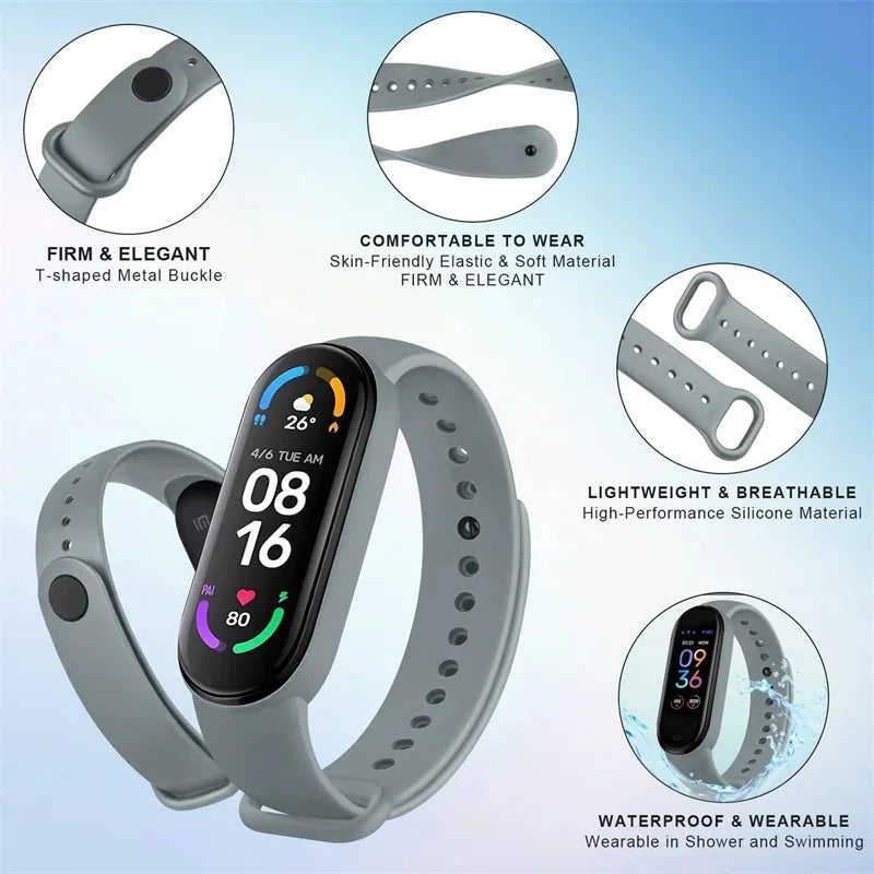 Watch Strap For Xiaomi Mi Band 7 6 5 4 3 Wristband Silicone Bracelet Wrist Straps correa Mi Band 6 7 5 4 Smart watch Accessories