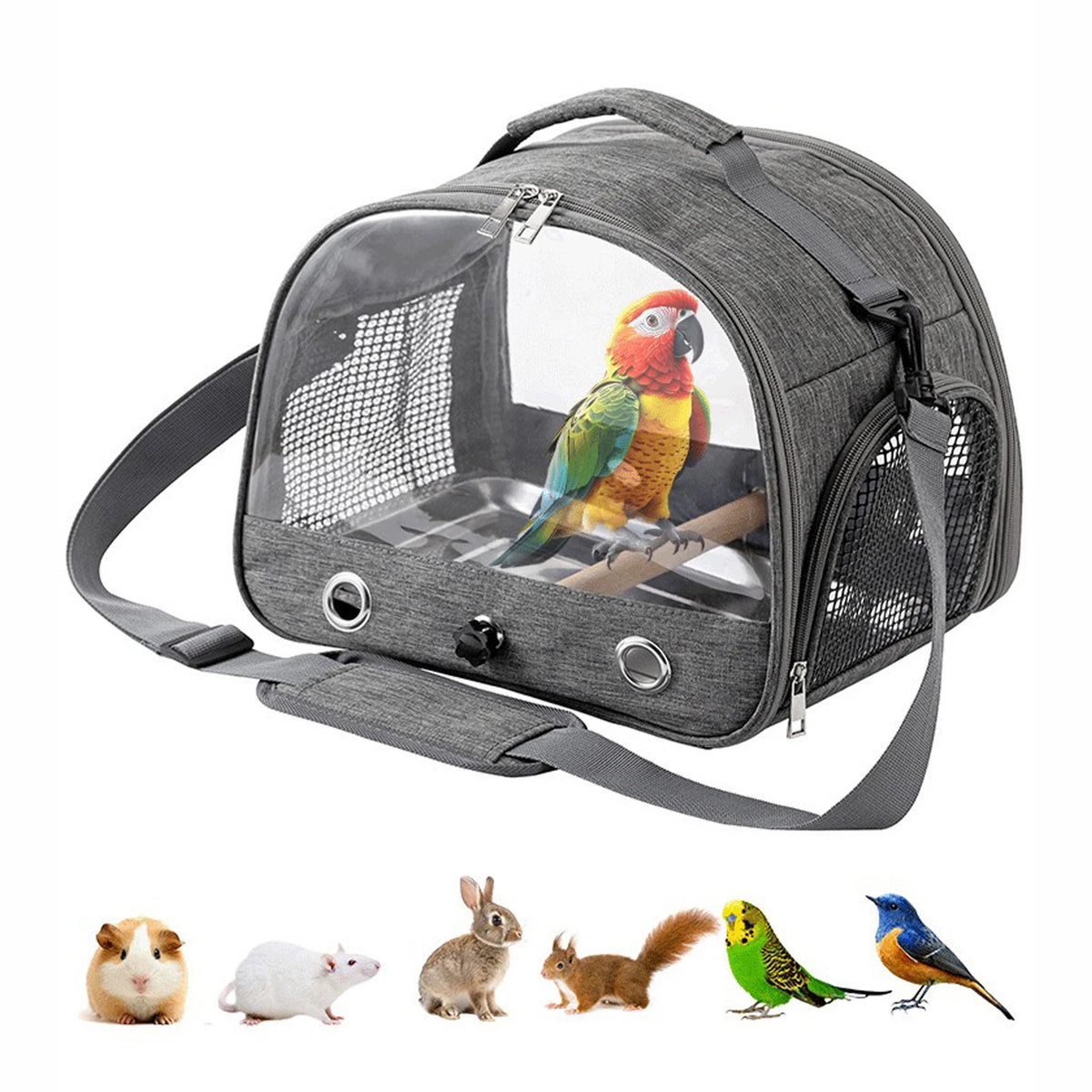 Portable Pet Backpack Travel Transport Bag with Transparent Side  Foldable Carrier for Small Pets Rats Rabbits Parakeets B