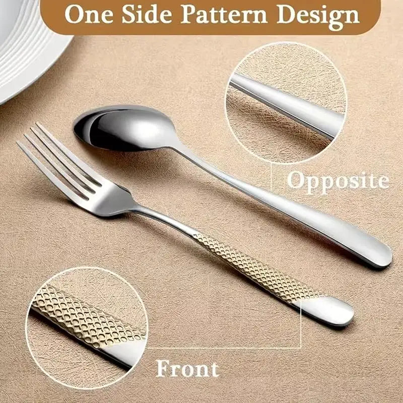 Kitchen Utensil Set Stainless Steel Spoon And Fork Set Food-Grade Flatware Gold Silverware Set