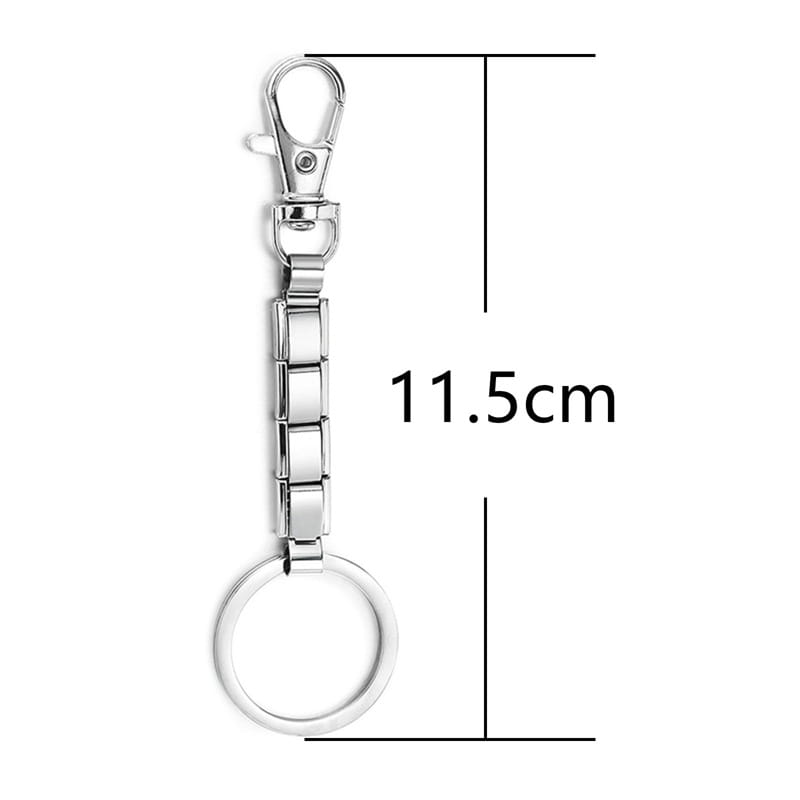 Llavero con dije de eslabones italianos, personalizado, tipo bricolaje, color plata, con un metal con acabado plateado, diseño de cadena entrelazada elegante y un broche tipo langosta resistente.