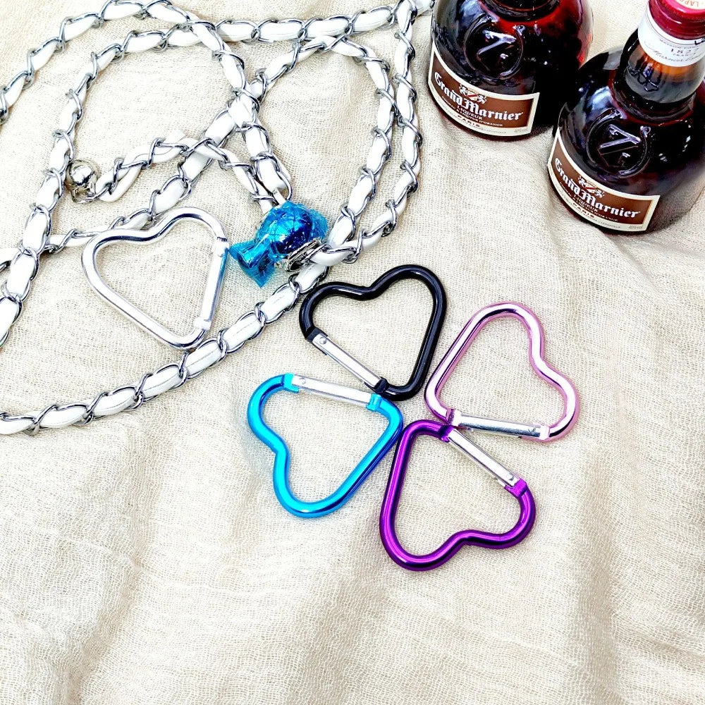 Travel Kit Accessories Outdoor Keyring  Heart-shaped Aluminum Carabiner Key Chain Clip Water Bottle Buckle Keychain Bag Hanging