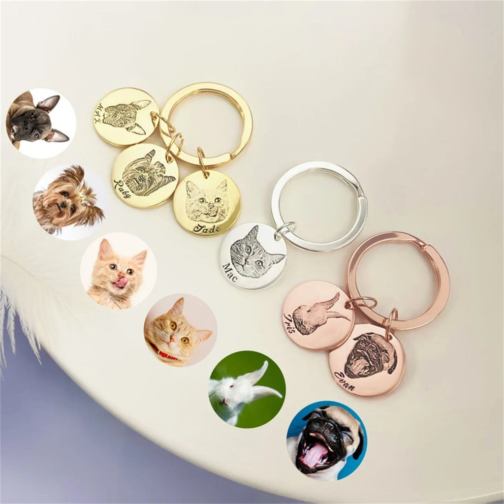 Personalized Pet Portrait Keychain Picture Keychains Pet Lovers Gift Personalized Dog Keychain Custom Keychain Custom Pet Gifts