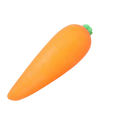 Front view of an orange carrot shaped slow rebound squeeze toy with a green top for stress relief
