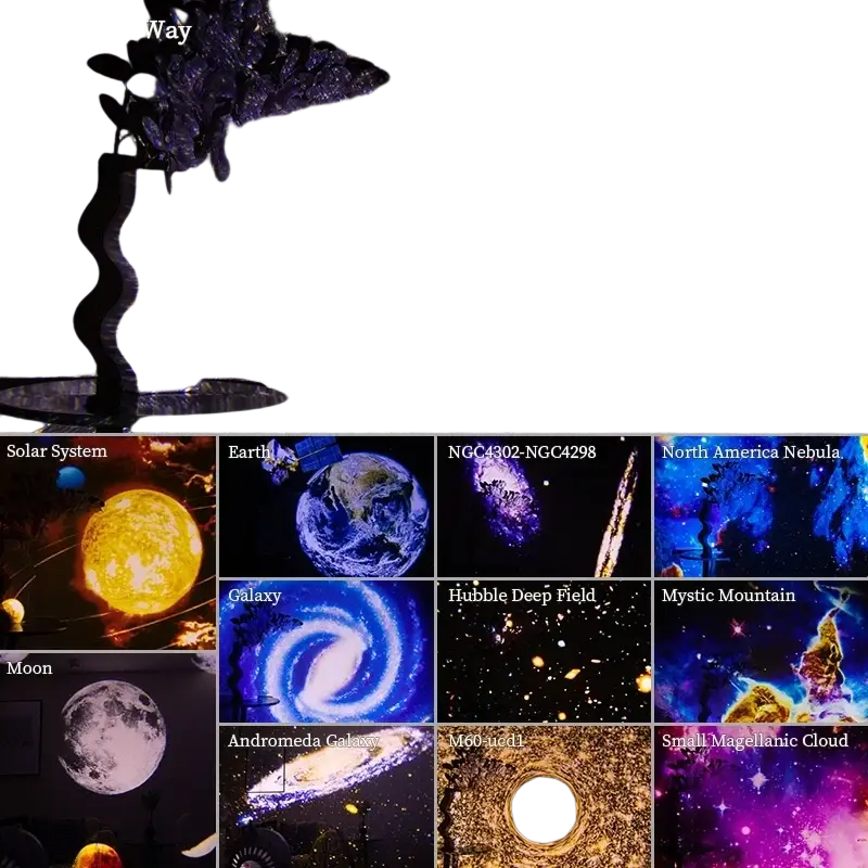 Galaxy projector night light displaying a vibrant star-filled milky way scene with cosmic imagery on the ceiling
