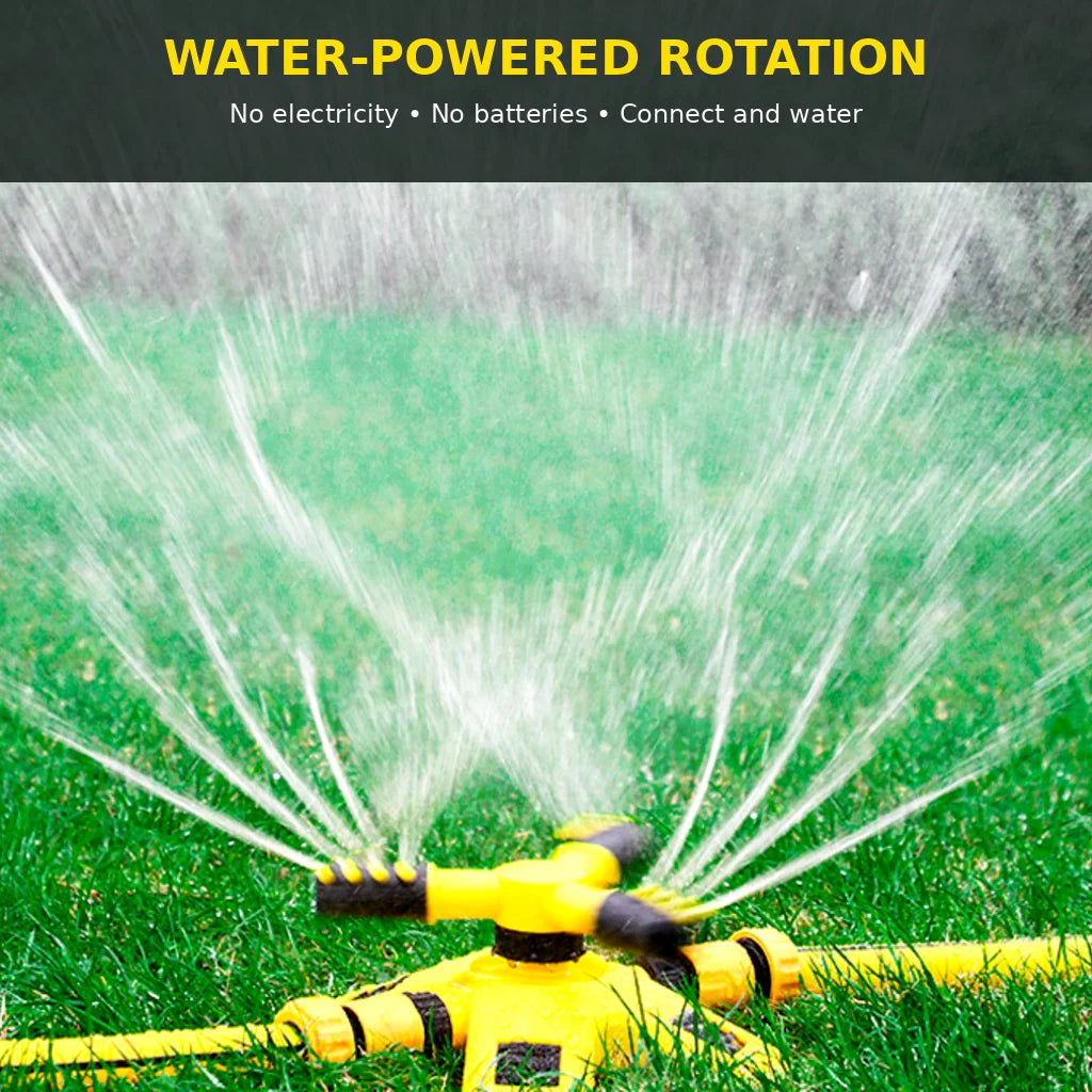 360 Degree Automatic Rotating Lawn Sprinkler 3 Arm Garden Watering Sprayer Large Area Irrigation for Yard Grass