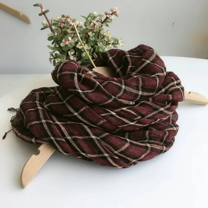 Line Checkered Scarf Plaid Wraps For Women Line Shawl For Women