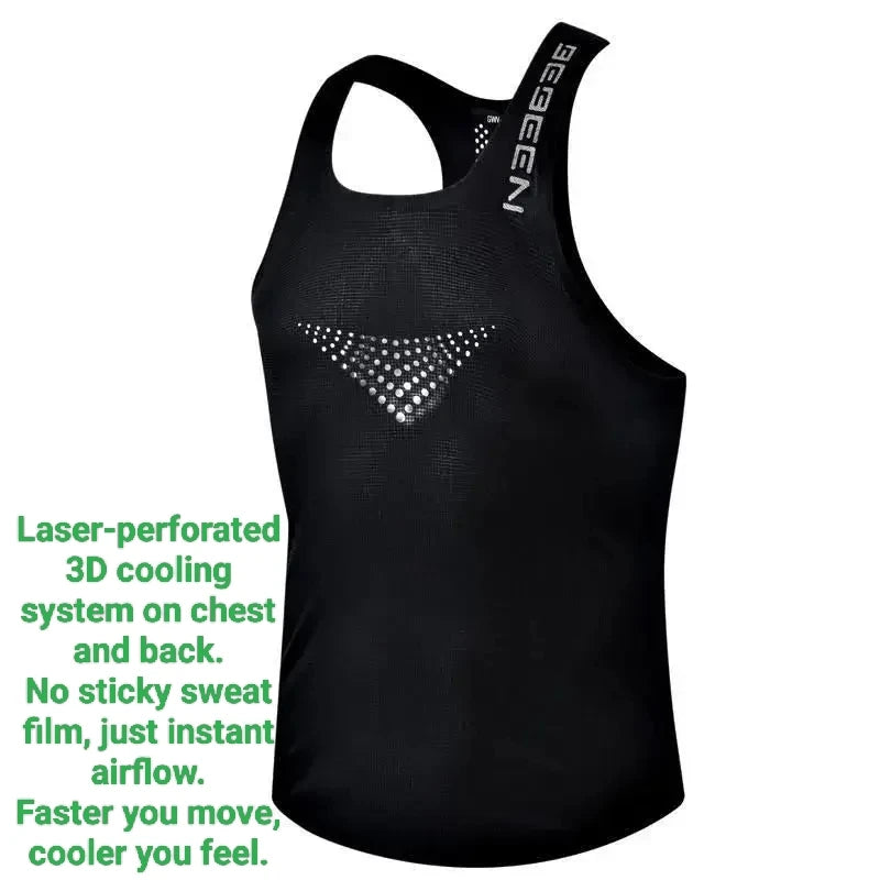 Men's Running Vest Breathable Mesh Quick Dry Lightweight Athletic Gym Workout Tank Top Sportswear for Marathon Training Jogging