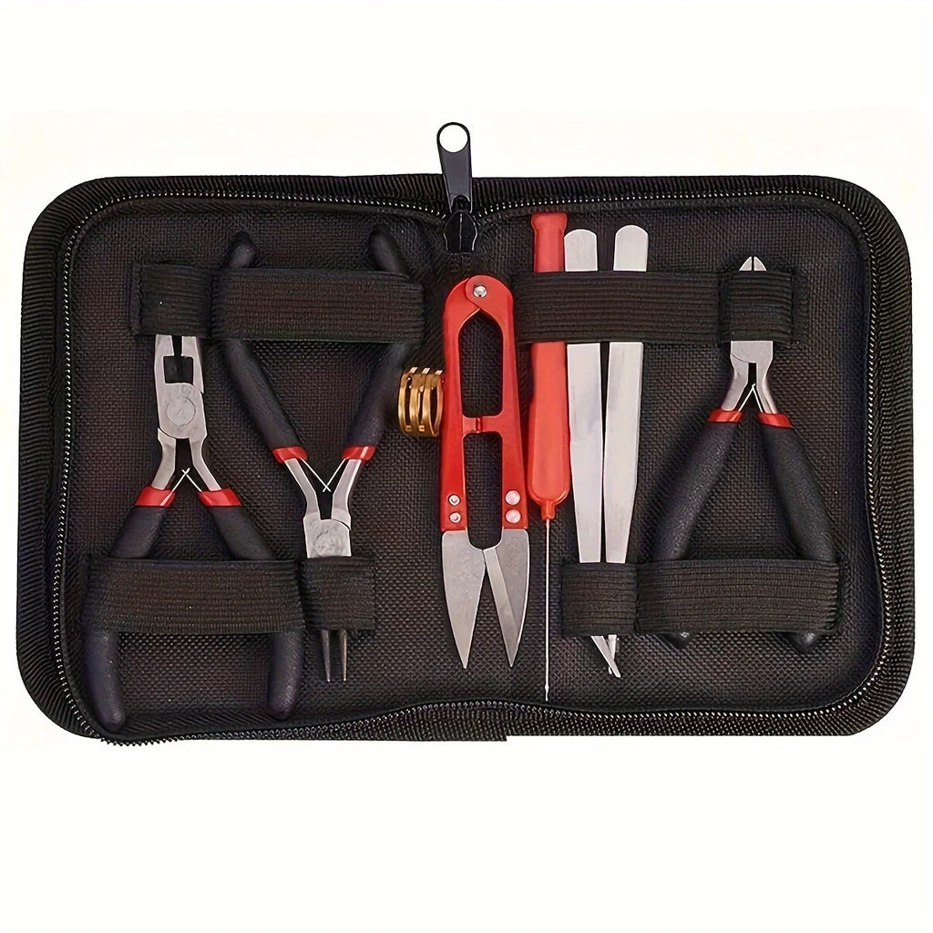 DIY Jewelry Making Tool Set 8pcs Handmade Pliers, Scissor, Tweezers, Jump Ring Opener, Suitable For Jewelry Handmade Pracise