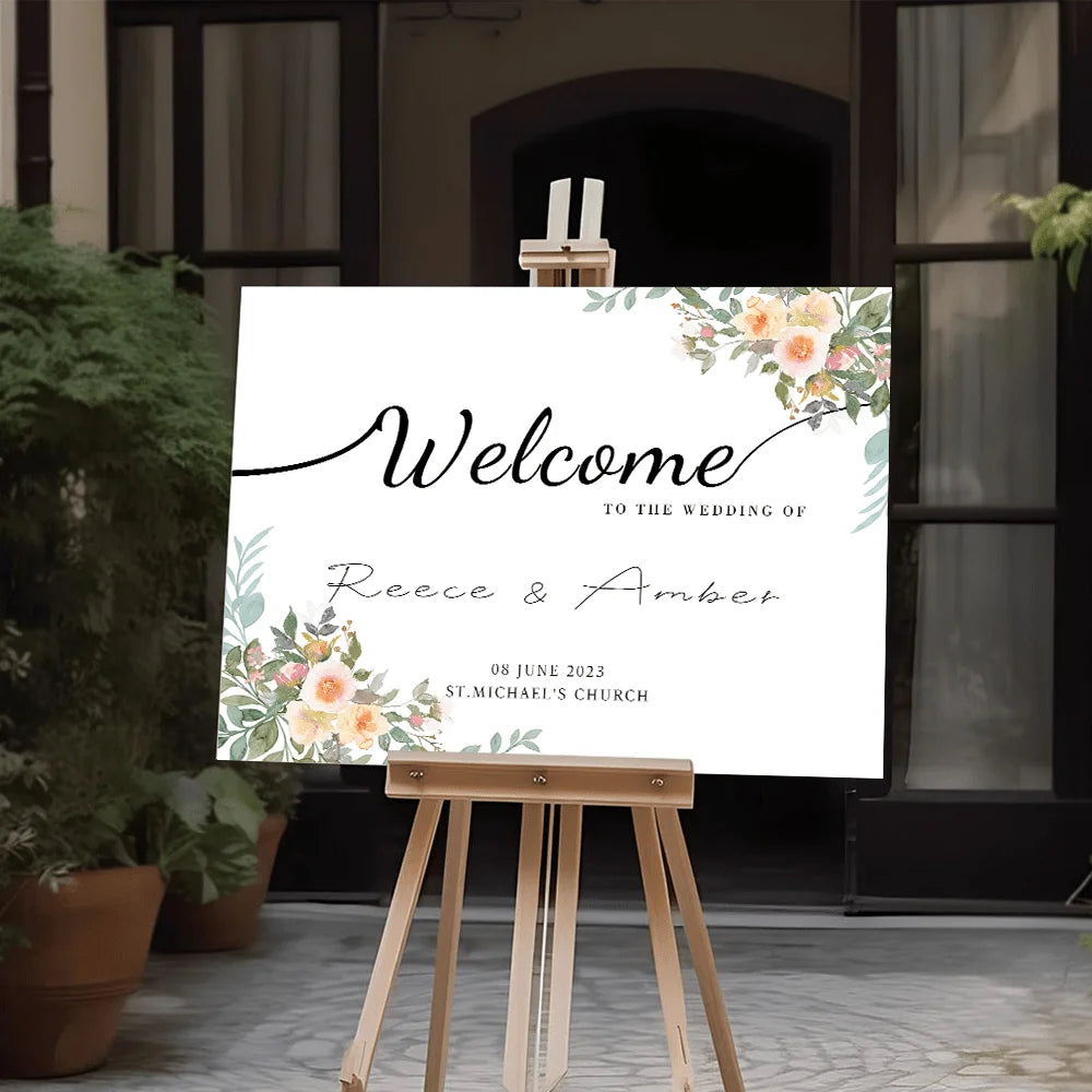 Custom Wedding Welcome Sign with Destination Personalized Name Date Poster for Wedding Reception Ceremony Engagement Party Decor