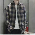 Long Sleeve Men's Shirt and Blouse Cargo Clothes with Pocket Plaid Male Top Luxury Button Aesthetic Sleeves Fashion 2025 Vintage