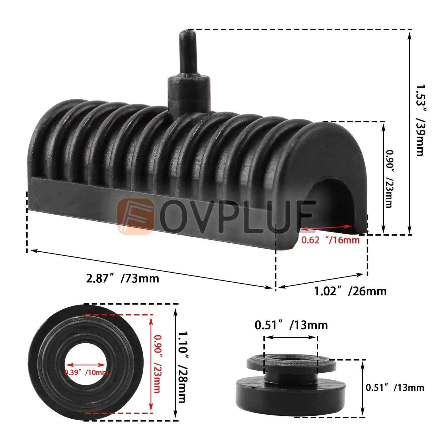 black rubber bushing with ribbed texture and central protruding stem for harley touring saddlebag support grommet kit 1993 up
