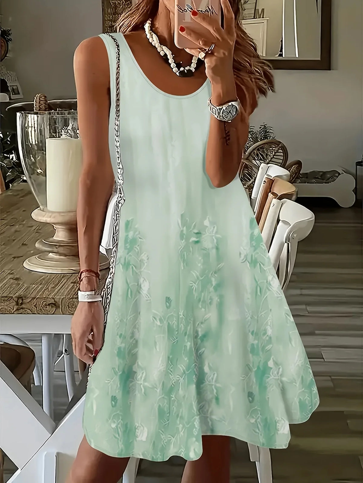 Ethnic-Style Women's Spaghetti-Strap Dress Summer Boho Beach Dress Casual Loose-Fitting Dress Women's Fashionable Vacation Top