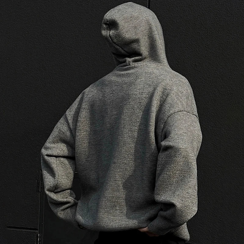 Autumn Men's Hooded Knitwear Sweaters American Retro Fashion Trend Streetwear Casual Loose Pullover Sweater Male Y2K Hooded Knit