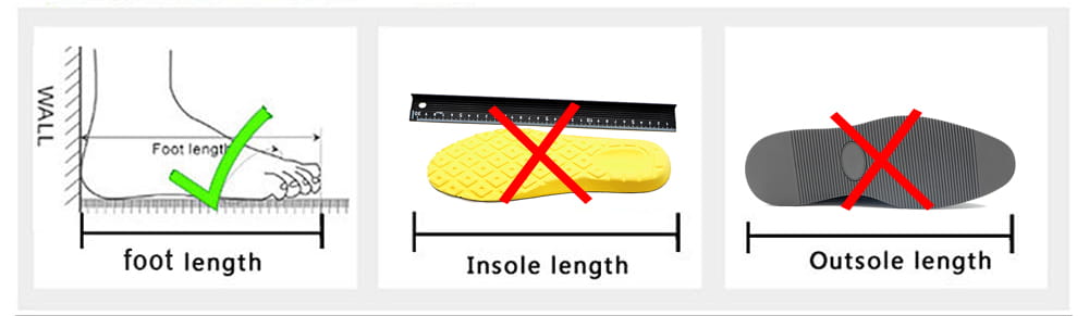 La mesure correcte de la pointure correspond à la longueur de pied, indiquée par une coche verte à côté des escarpins brogue wingtip en cuir.