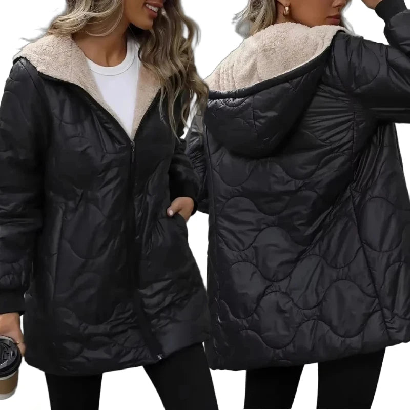 Women's Winter Jackets 2026 Hooded Mid-Length Loose Casual Outerwear Comfortable Street Style Polyester Padded Parka Coat