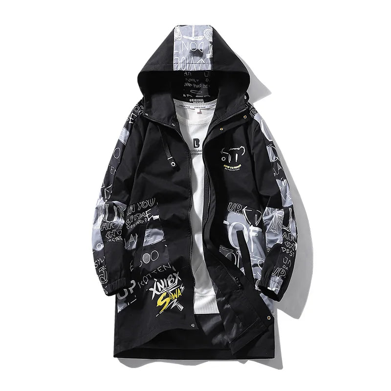 Fashion Trench Coat Man Long Men's Coat Spring Autumn Loose Handsome Men's New Teenage Jacket Windproof Dropshipping