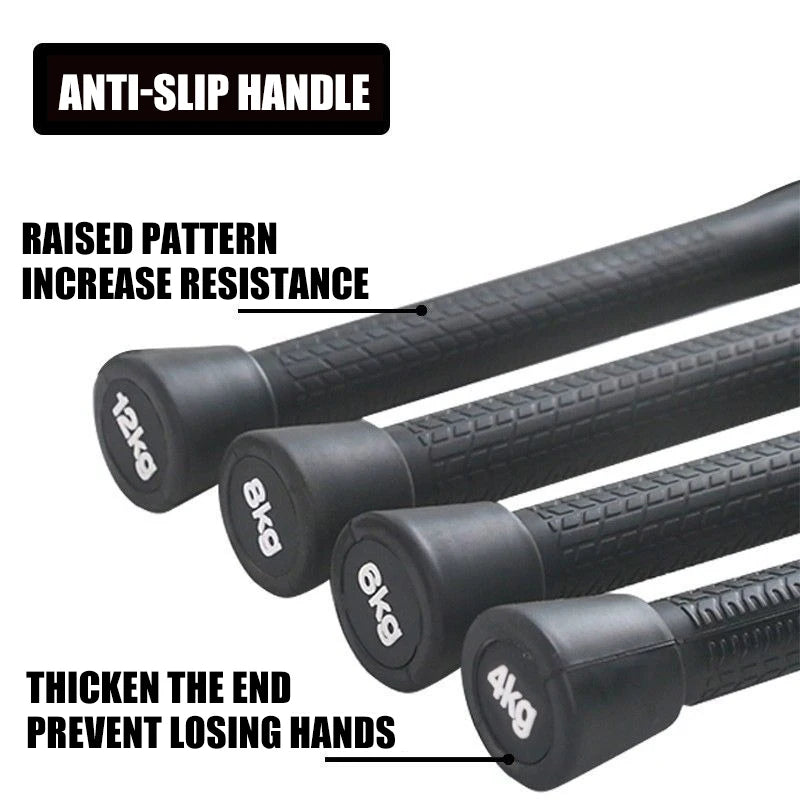 2-32kg Fitness Clubbell Steel Indian Club Arm Exerciser Iran Bar Wrist Hand Grip Training Rubber Coating Dumbbell Stick Home Gym
