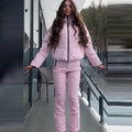 Winter Warm Hooded Ski Wear Suits For Women Windproof Waterproof Park Coat High Waist Warm Pants 2026 New Lady Snow Sportwears