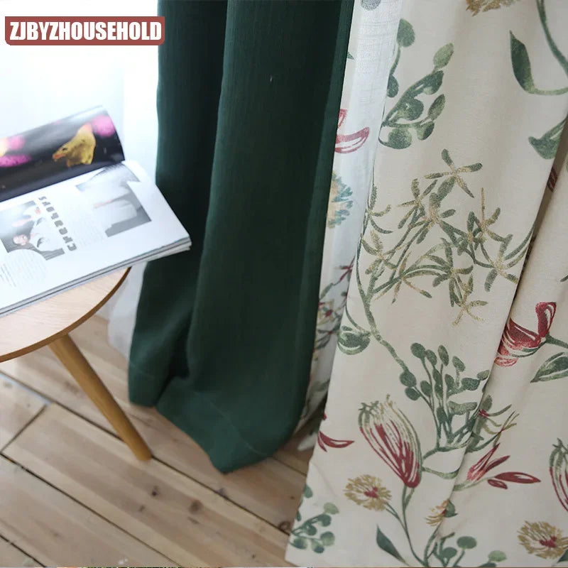 New Cotton Curtain for Living Room Prints Boys 'curtains Green Curtains for Bedroom Fabric Half-light Curtains