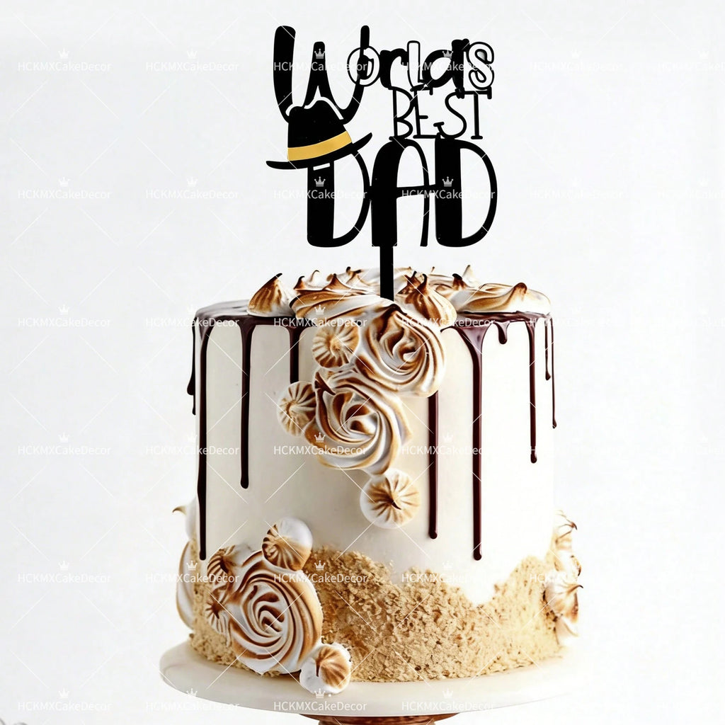 3pcs Happy Fathers Day Acrylic Cake Topper Set Best Dad Ever Cake Decor for Fathers Day Birthday Party Supplies