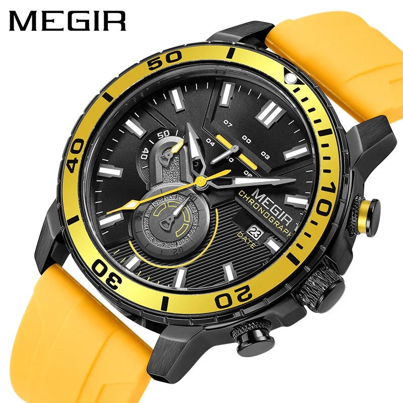 MEGIR Men Wristwatch Fashion Casual Quartz Date Watches Luxury Male Clock Chronograph Multifunctional 30M Waterproof Sport