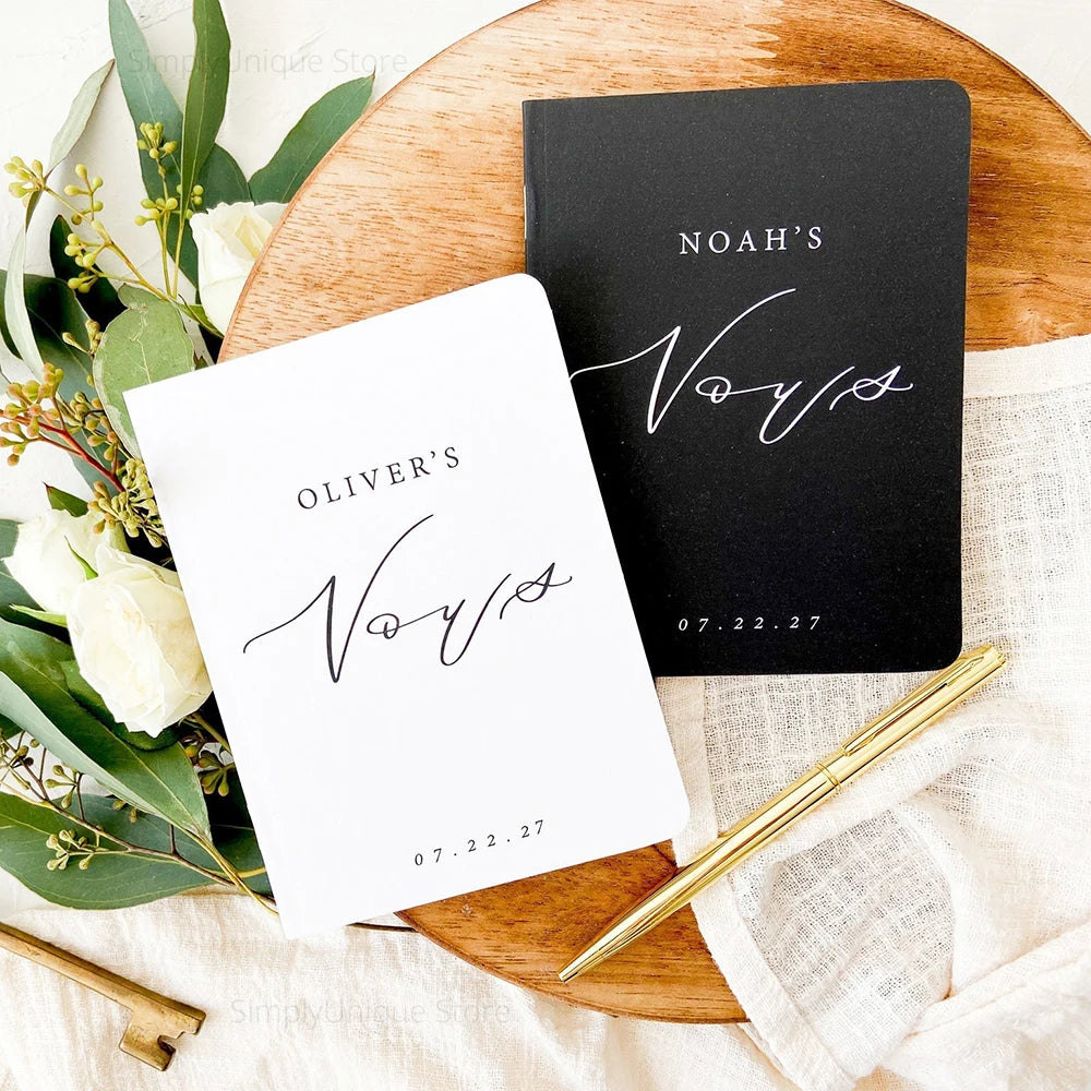 Personalized Wedding Vow Books Her Vows His Vows Custom Wedding Vow Book with Name and/or Date Set of 2 Promises Books