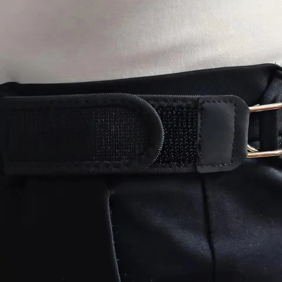 Ceinture élastique à taille sans boucle en nylon noir unisexe, avec boucle métallique et sangle réglable