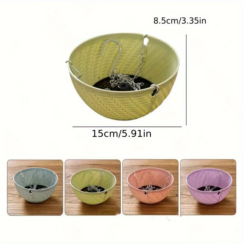 2Pcs Hanging Flower Planters, Outdoor Balcony Hanging Plant Pots for Indoor & Outdoor Green Plants
